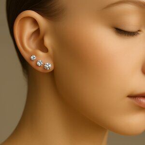 MIXIT Women's Hypoallergenic Rose Gold-Tone  Cubic Zirconia CZ Stud Earrings
